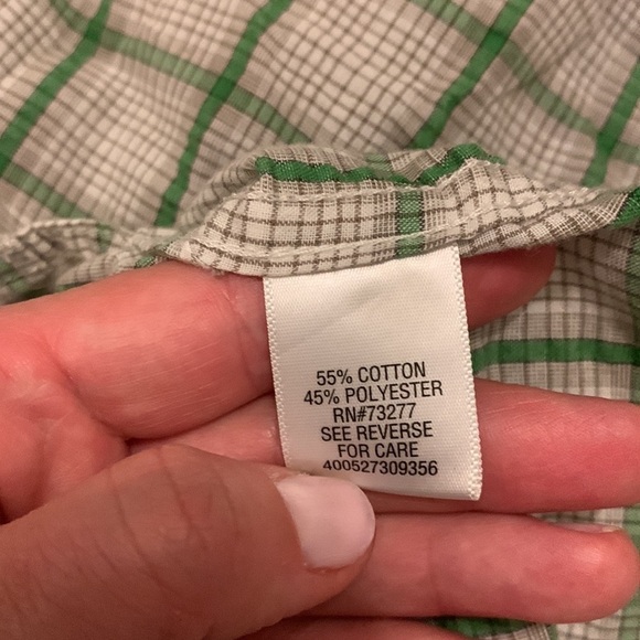 Croft & barrow mens quick dry button up shirt size M  cream green plaid pockets - Picture 3 of 11